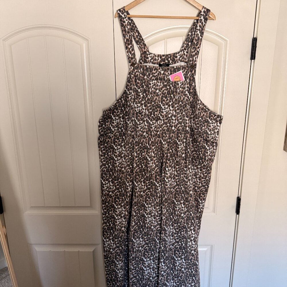 Dressed in LALA Leopard Overalls 🐆 Wide Leg Boho Festival XL - Picture 6 of 12
